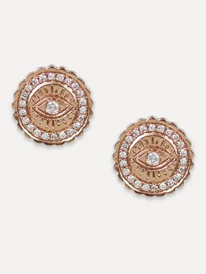 14K Diamond Decorative Eye Disc Studs