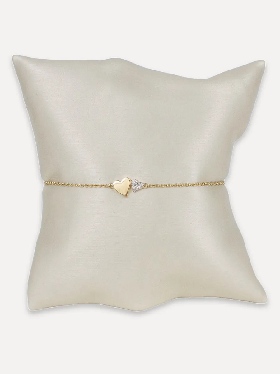 14K Diamond Double Heart Bracelet