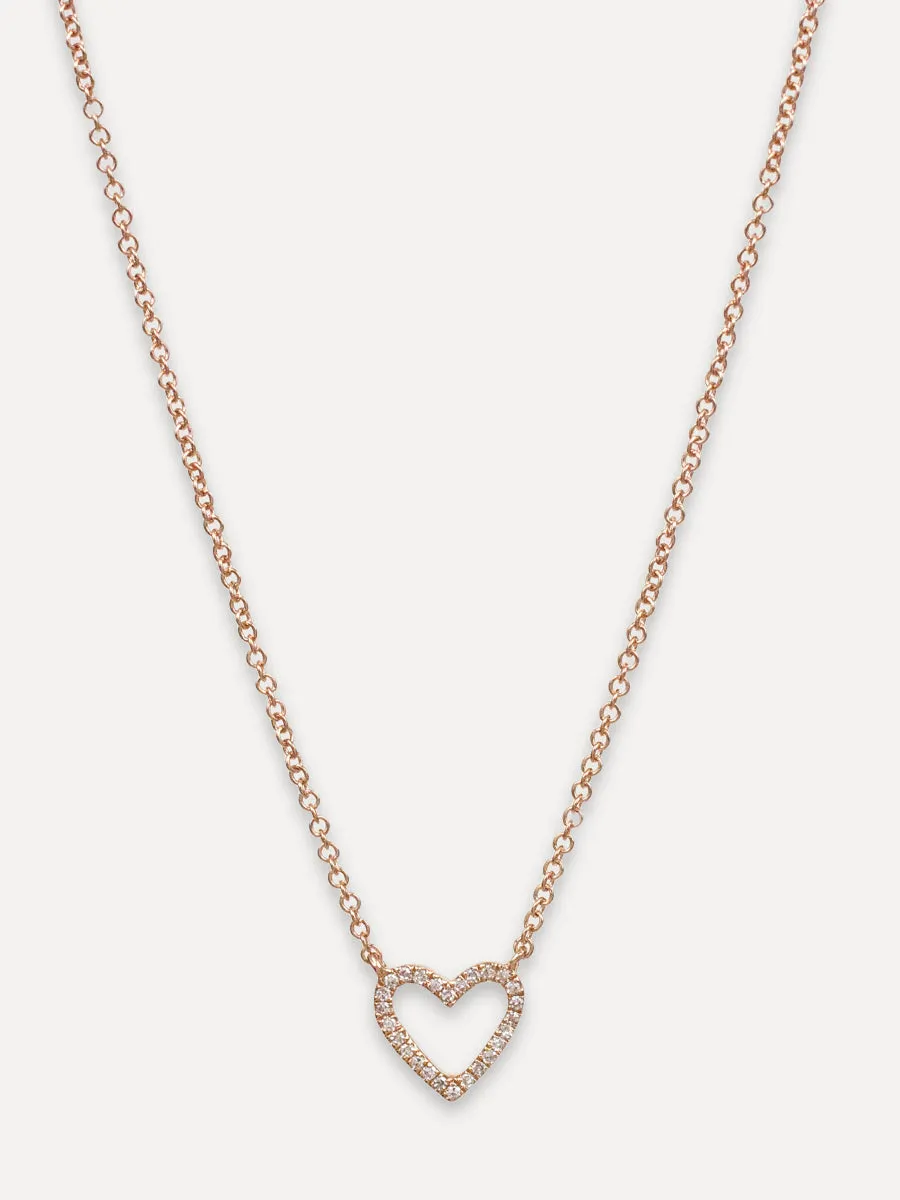 14K Diamond Open Heart Necklace