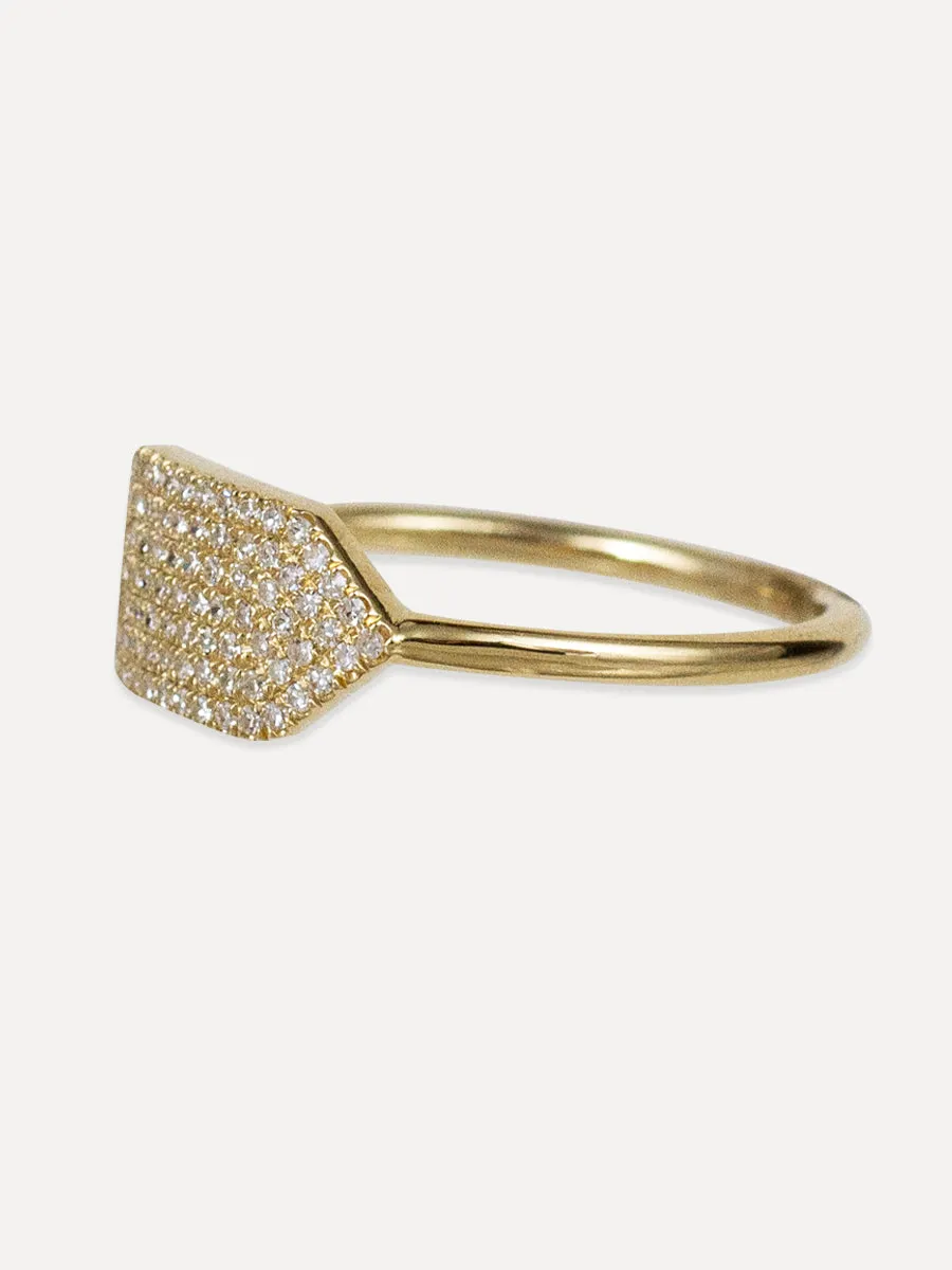 14K Elongated Hexagon Ring - Diamond