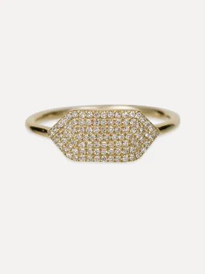 14K Elongated Hexagon Ring - Diamond