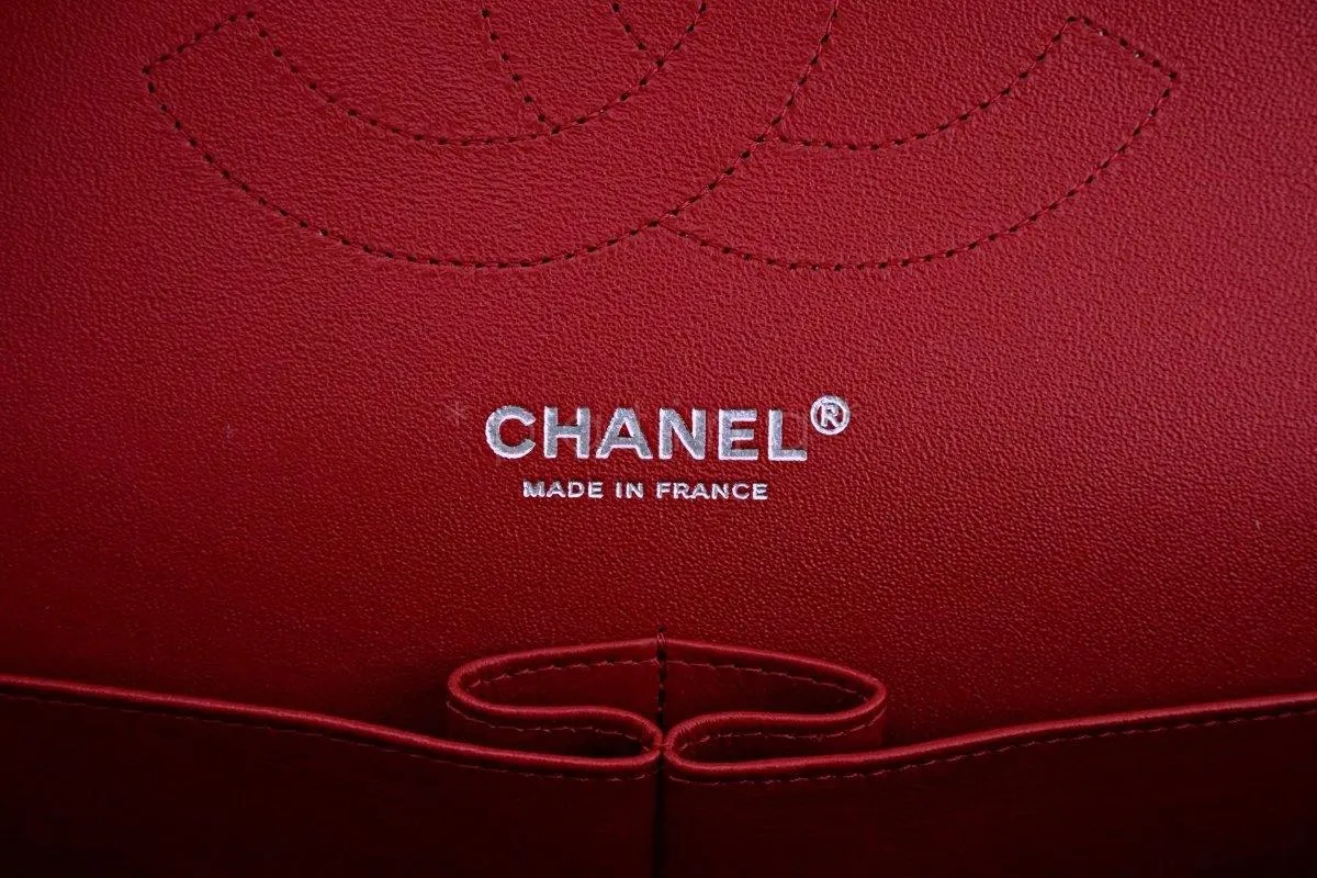 17B Chanel Red Caviar Jumbo Double Flap Bag SHW 63050