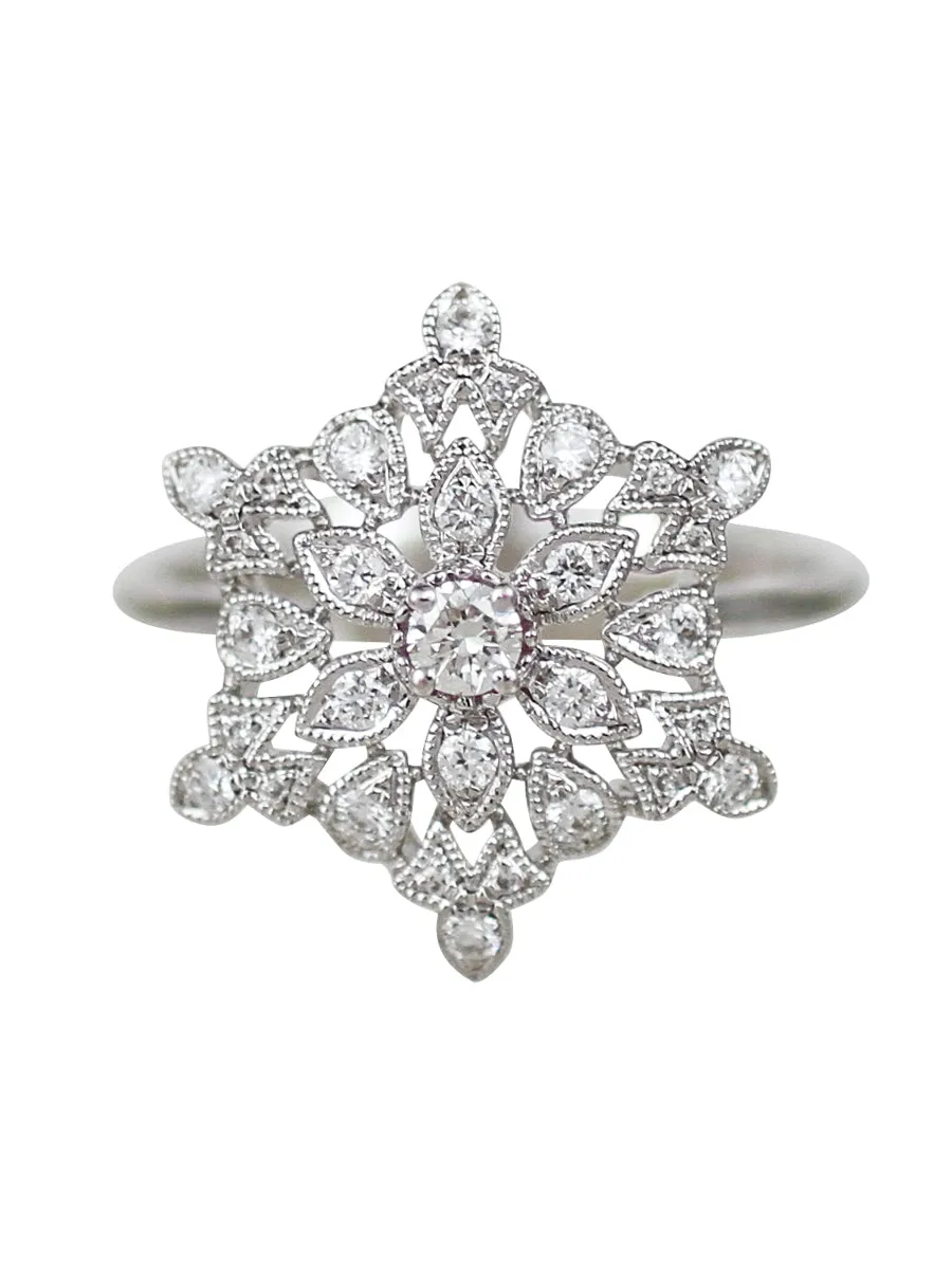 18K Diamond Deco Flower Burst Ring