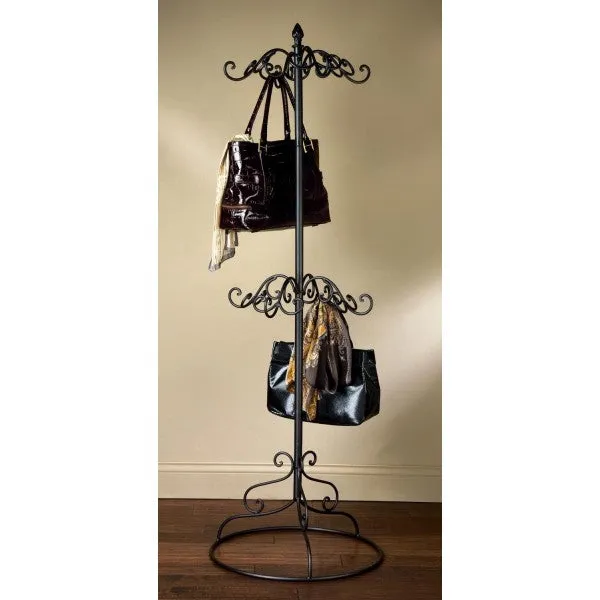 2 Tier Black Metal Scarf or Purse Display Tree