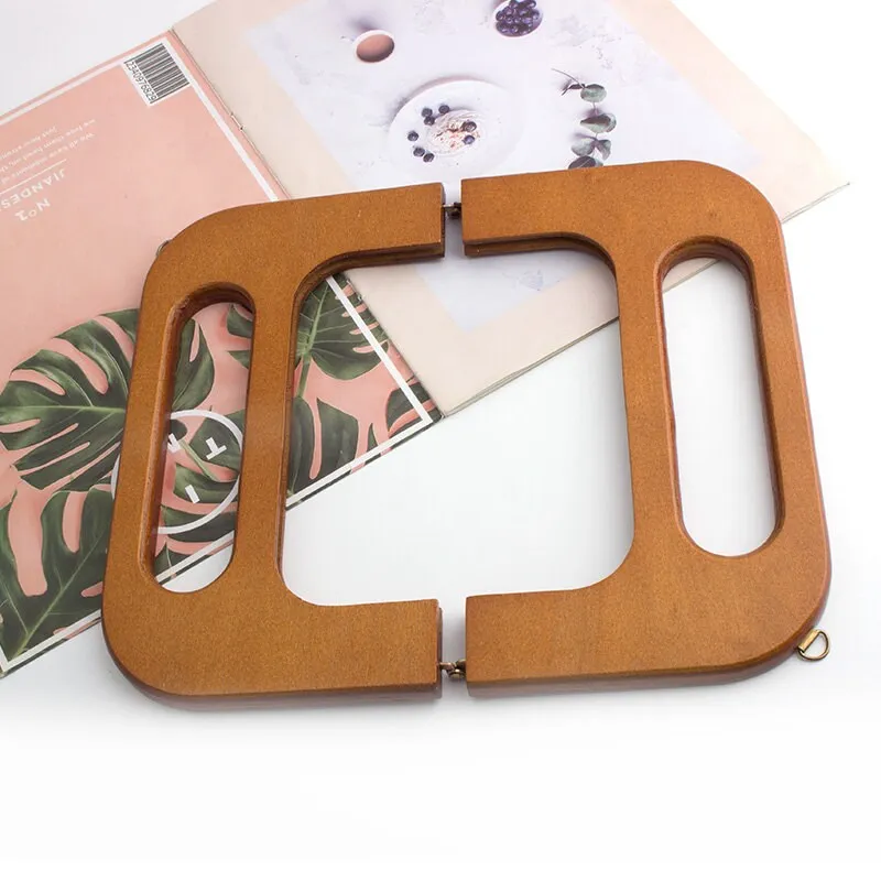 24cm Retro Purse Frame Large Wood Handle Purse Frame With Screws 24cm x 15cm