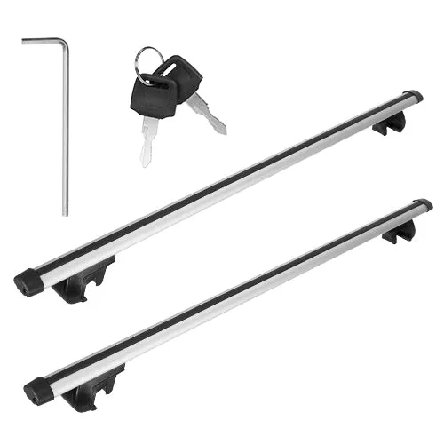 2Pcs Car Roof Top Crossbar Rack Aluminum Alloy Luggage Carrier Rack 330lbs Max Load w/Lock Fit Most Cars SUVs - Black