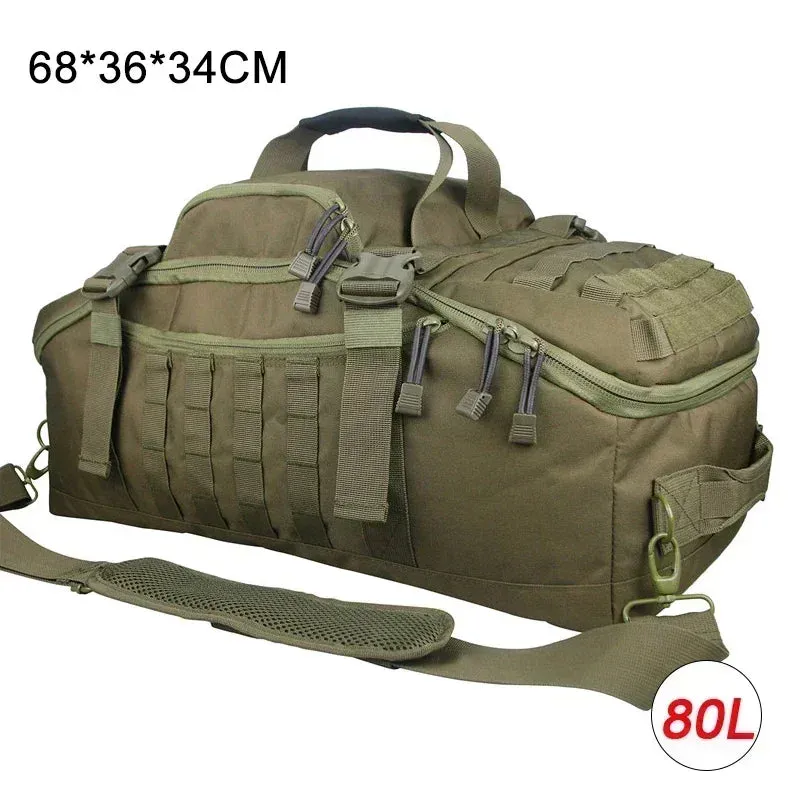 3-Way Tactical Duffel Backpack 35L 50L 80L Hiking Camping Travel Bag