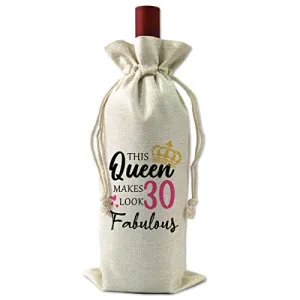 30th Birthday Gift for Women, 30th Female Milestone Birthday Gift, Party Wine Favor Bag, Wine Bag Gift, This Queen Makes 30 Look Fabulous