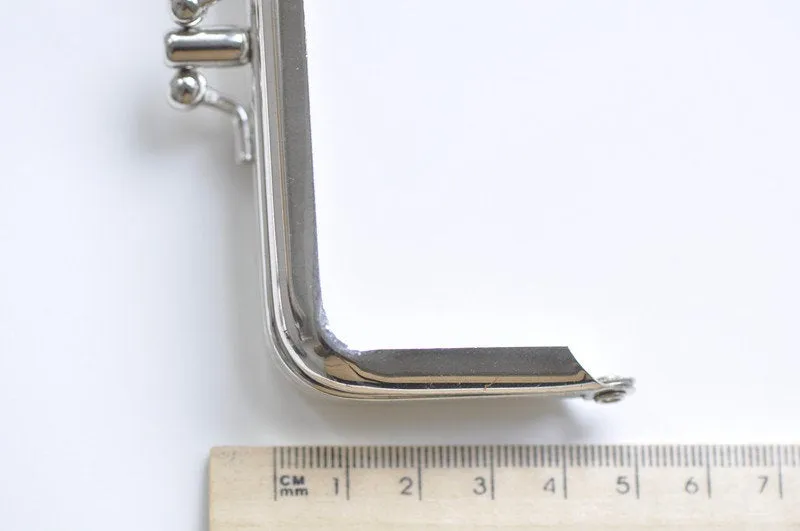 3" (10.5cm) Silver Purse Frame Two Pocket Bag Hanger 10.5 x 5cm (3" x 1 1/2")