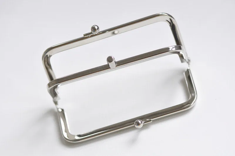 3" (10.5cm) Silver Purse Frame Two Pocket Bag Hanger 10.5 x 5cm (3" x 1 1/2")