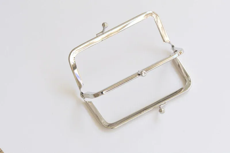 3" (10.5cm) Silver Purse Frame Two Pocket Bag Hanger 10.5 x 5cm (3" x 1 1/2")