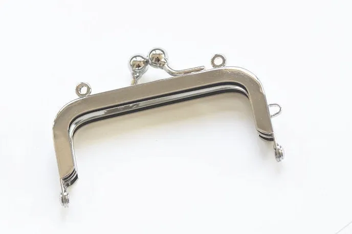 3" Silver Purse Frame Kisslock Glue-In Style Bag Clip 8cm x 3.5cm (3" x 1 1/3")