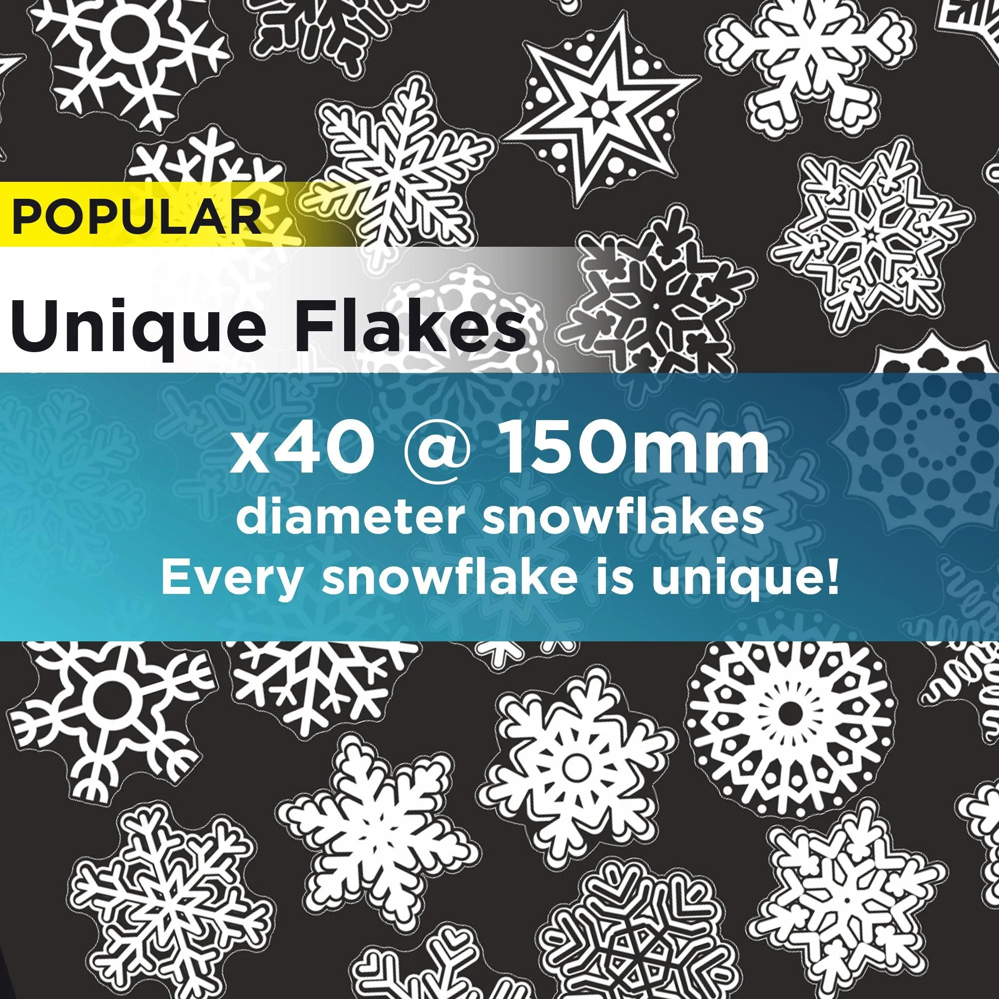 40 Unique 150mm Diameter Snowflakes