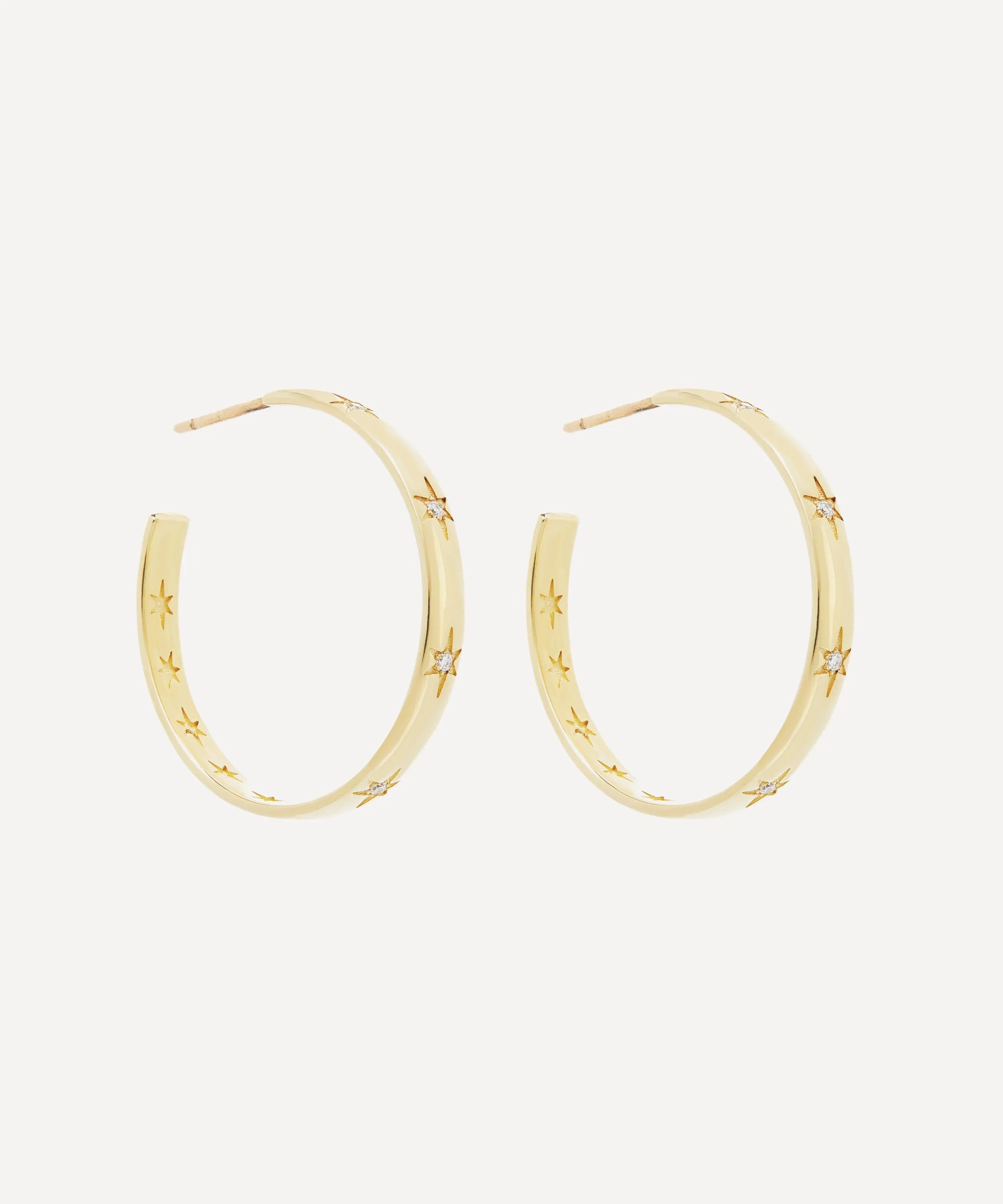 9ct Gold Lanthe Star Diamond Hoop Earrings