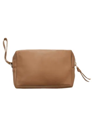 Abby Make Up Bag Tan Soft Leather