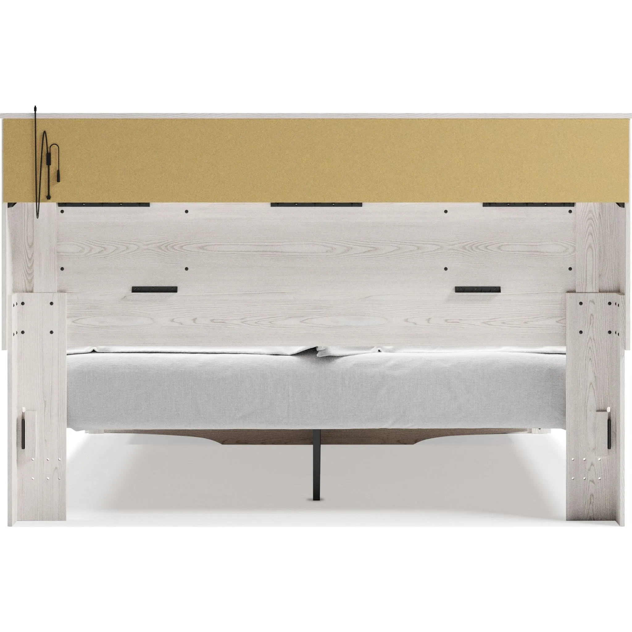 Altyra King Upholstered Bookcase Bed with Storage - White