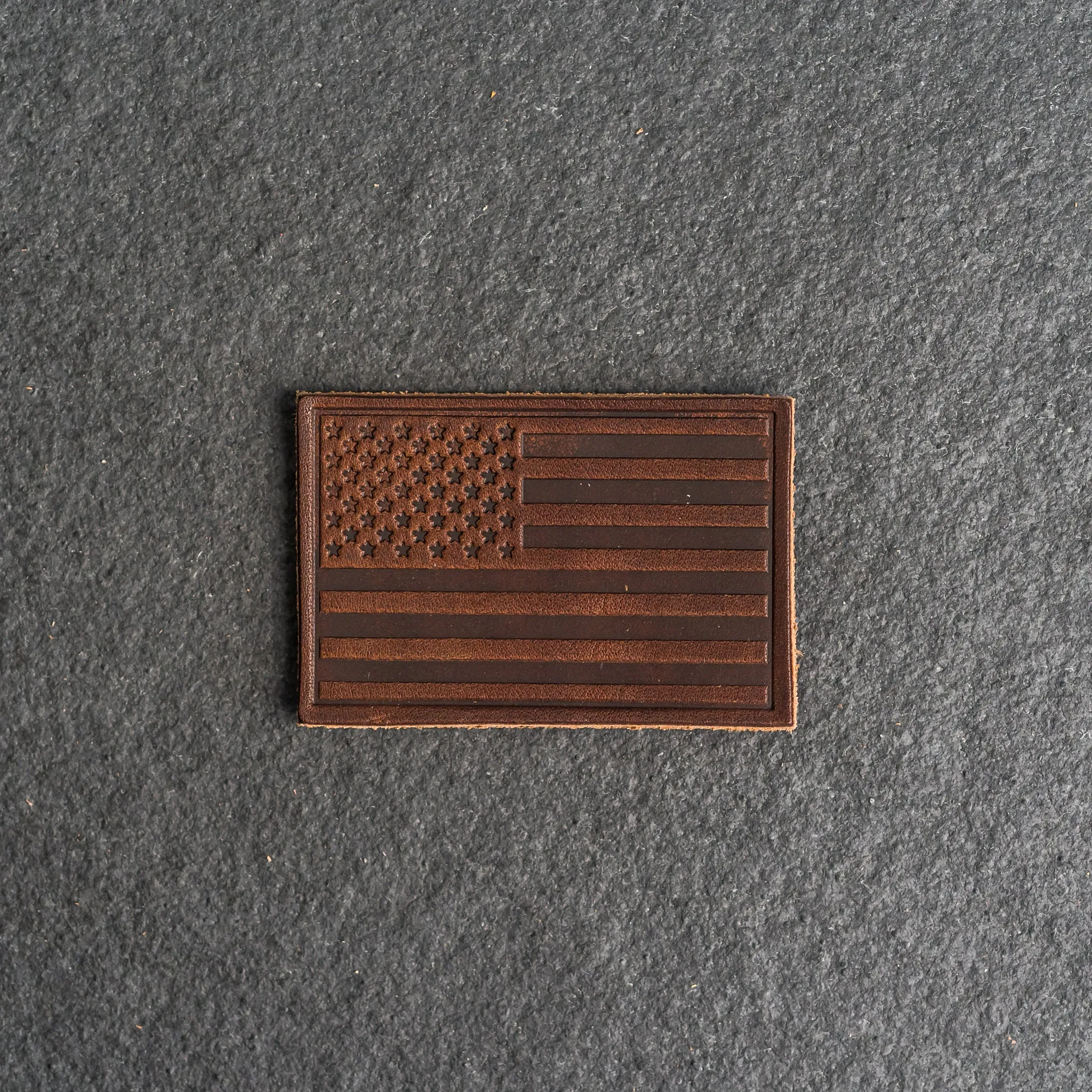 American Flag Leather Patches with optional Velcro added