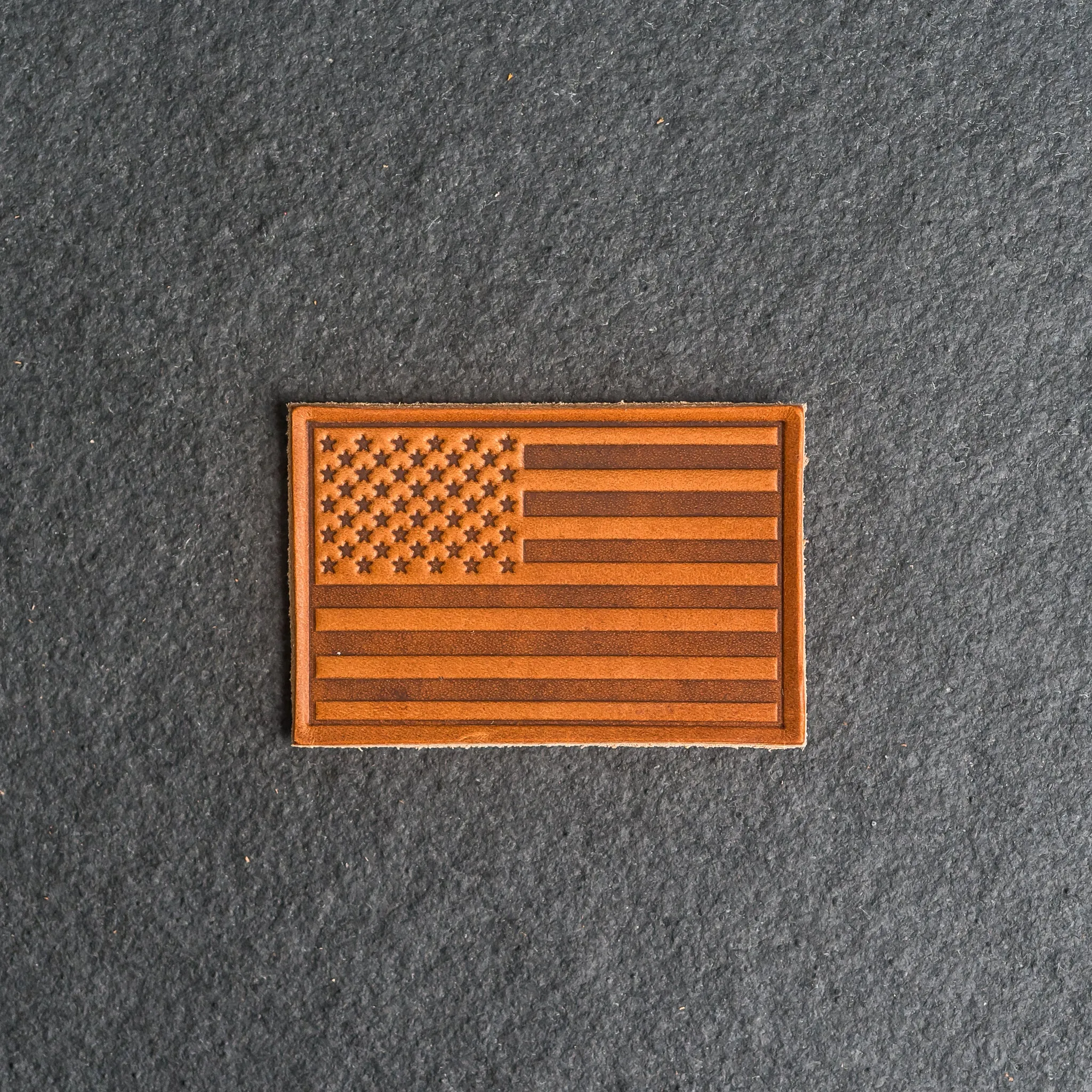 American Flag Leather Patches with optional Velcro added