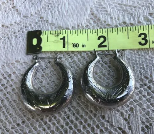 Antique Sterling Silver Etched Earrings