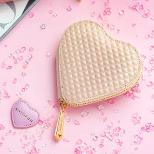 ANTORINI Coin Heart Purse in Beige Pyramids