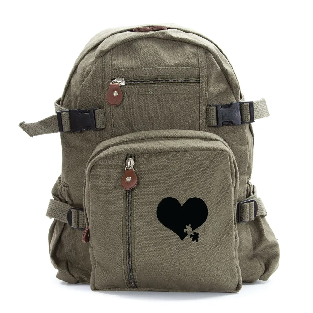 Autism Awareness Heart Puzzle Army Sport Heavyweight Canvas Backpack Bag