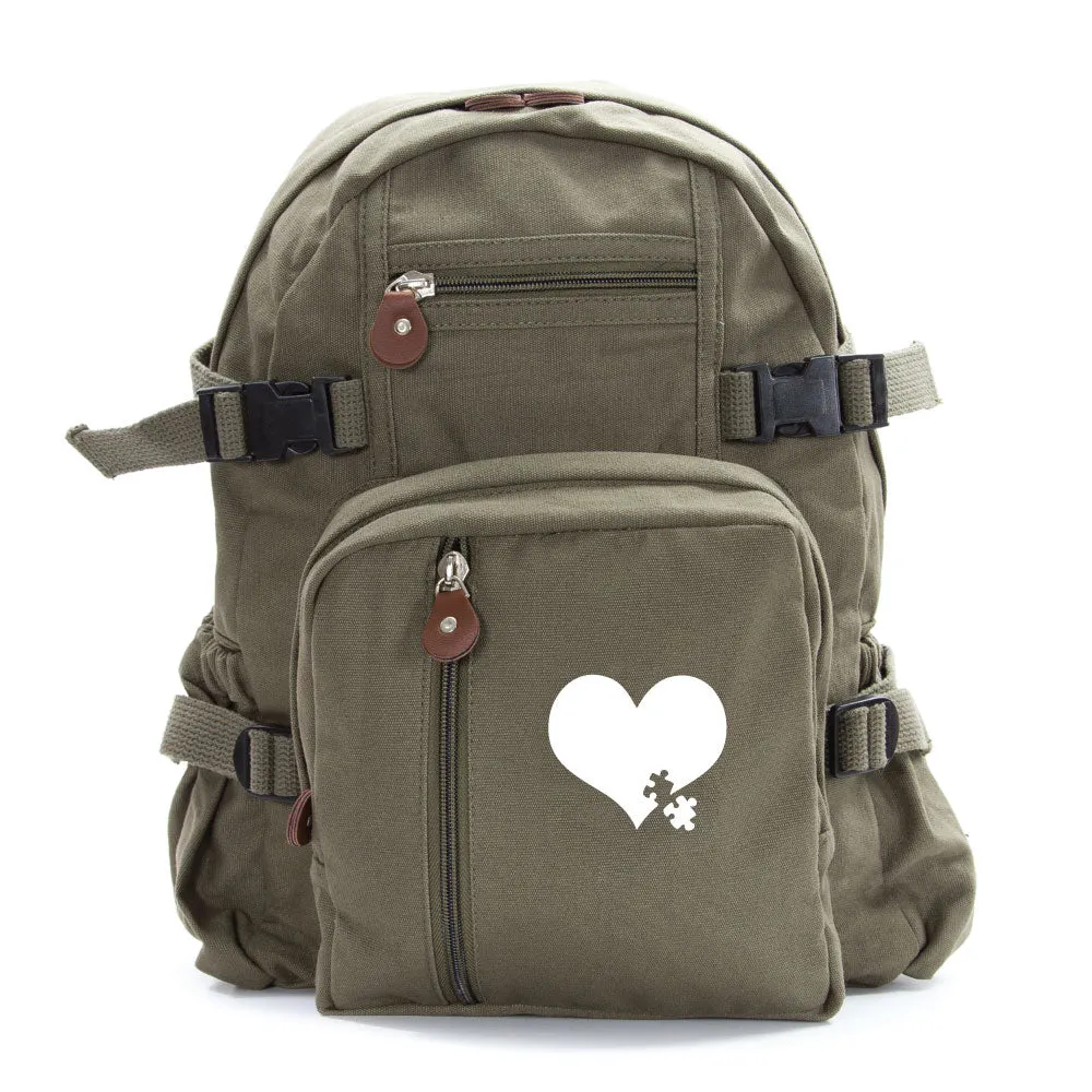 Autism Awareness Heart Puzzle Army Sport Heavyweight Canvas Backpack Bag