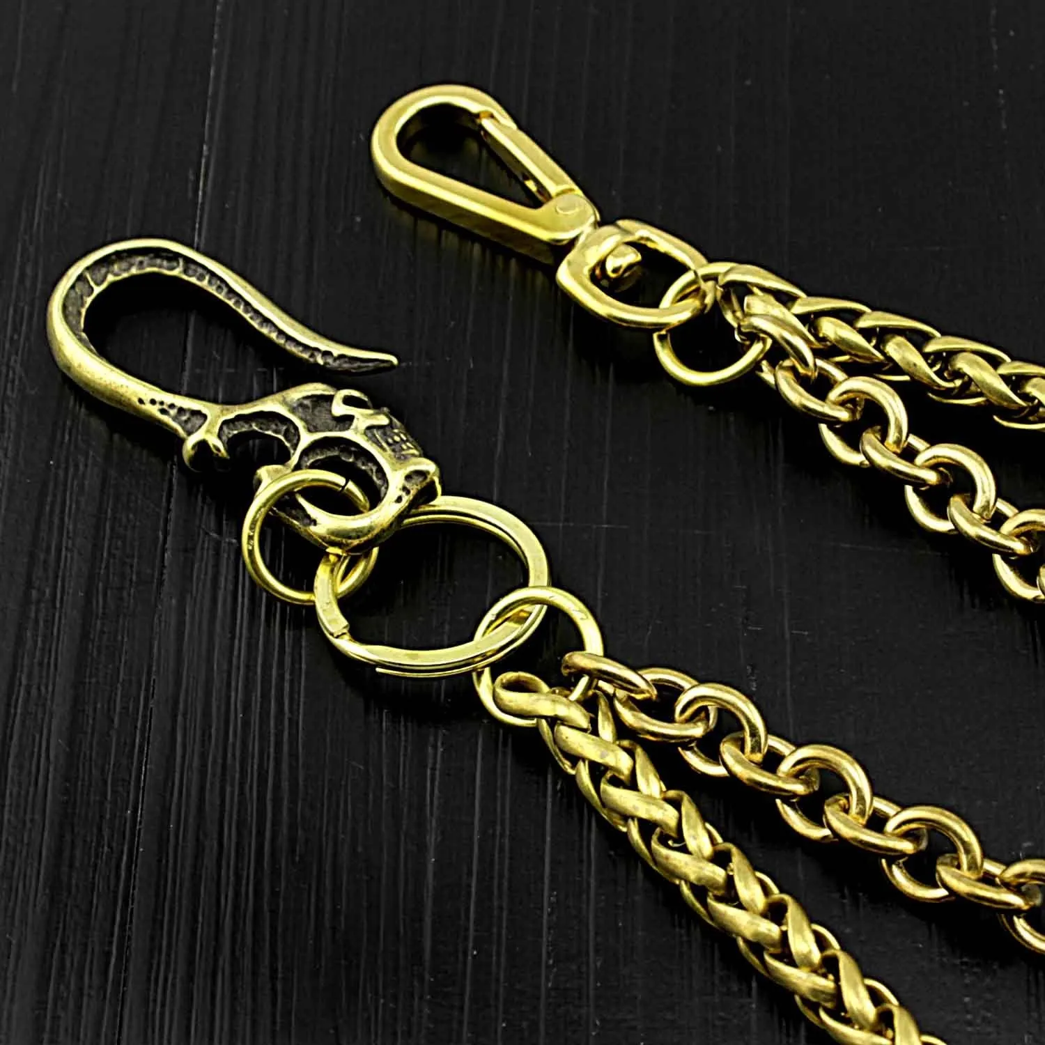 Badass Gold Double Long Skull Biker Wallet Chain Pants Chain wallet Chain For Men