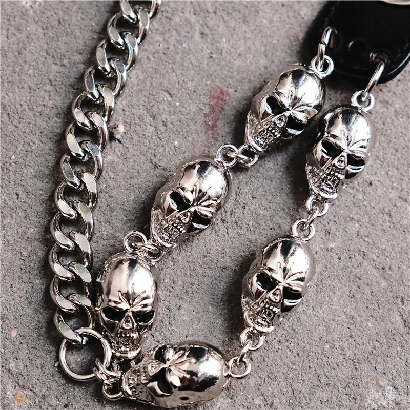 Badass Hip Hop Mens Skull Cross Wallet Chain Silver Pants Chain Biker Chain For Men