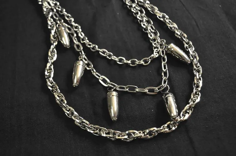 Badass Men's Silver Bullet Triple Pants Chain Punk Biker Wallet Chain For Men