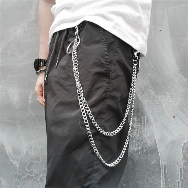 Badass Punk Mens Long Two Layer Pants Chain Long Wallet Chain For Men