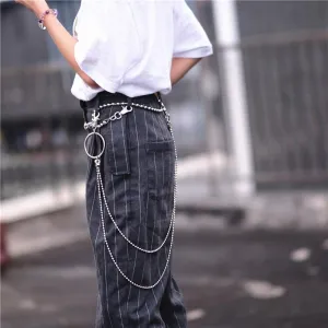 Badass Punk Mens Womens Stainless Steel Double Beaded Pants Chain Wallet Chain For Men