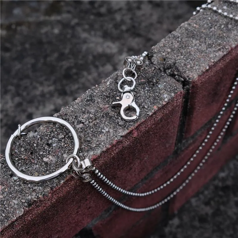 Badass Punk Mens Womens Stainless Steel Double Beaded Pants Chain Wallet Chain For Men