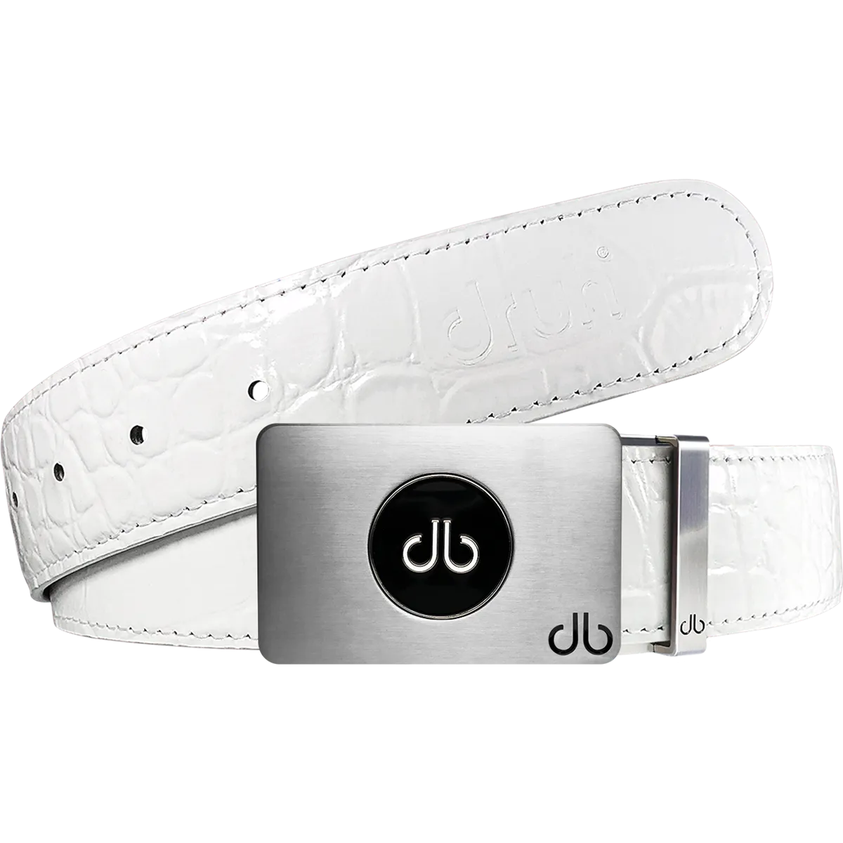 Ballmarker White Crocodile Leather Texture Belt