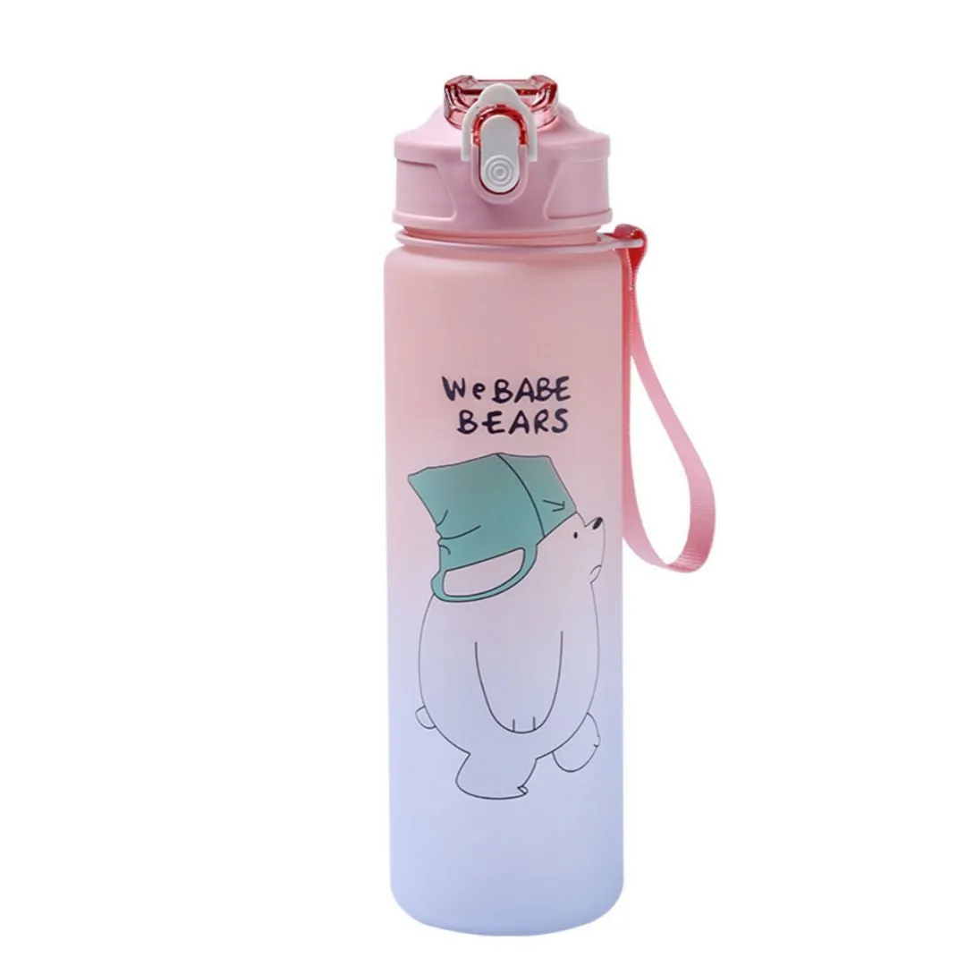 Bare Bear Water Bottle Set | Water Bottles with Straw 3 Pcs, 2000ml 900ml 300ml