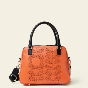 Beatrice Handbag - Punched Tall Flower Orange