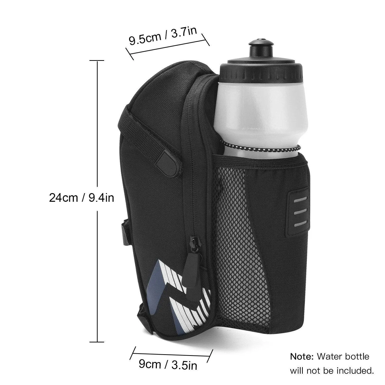 Bicycle Saddle Bag with Water Bottle Pocket Waterproof Bike Seat Bag Reflective Cycling Rear Seat Post Bag with Kettle Pouch Large Capacity Tail Rear Bag MTB Road Bike Bag Bicycle Storage Bag