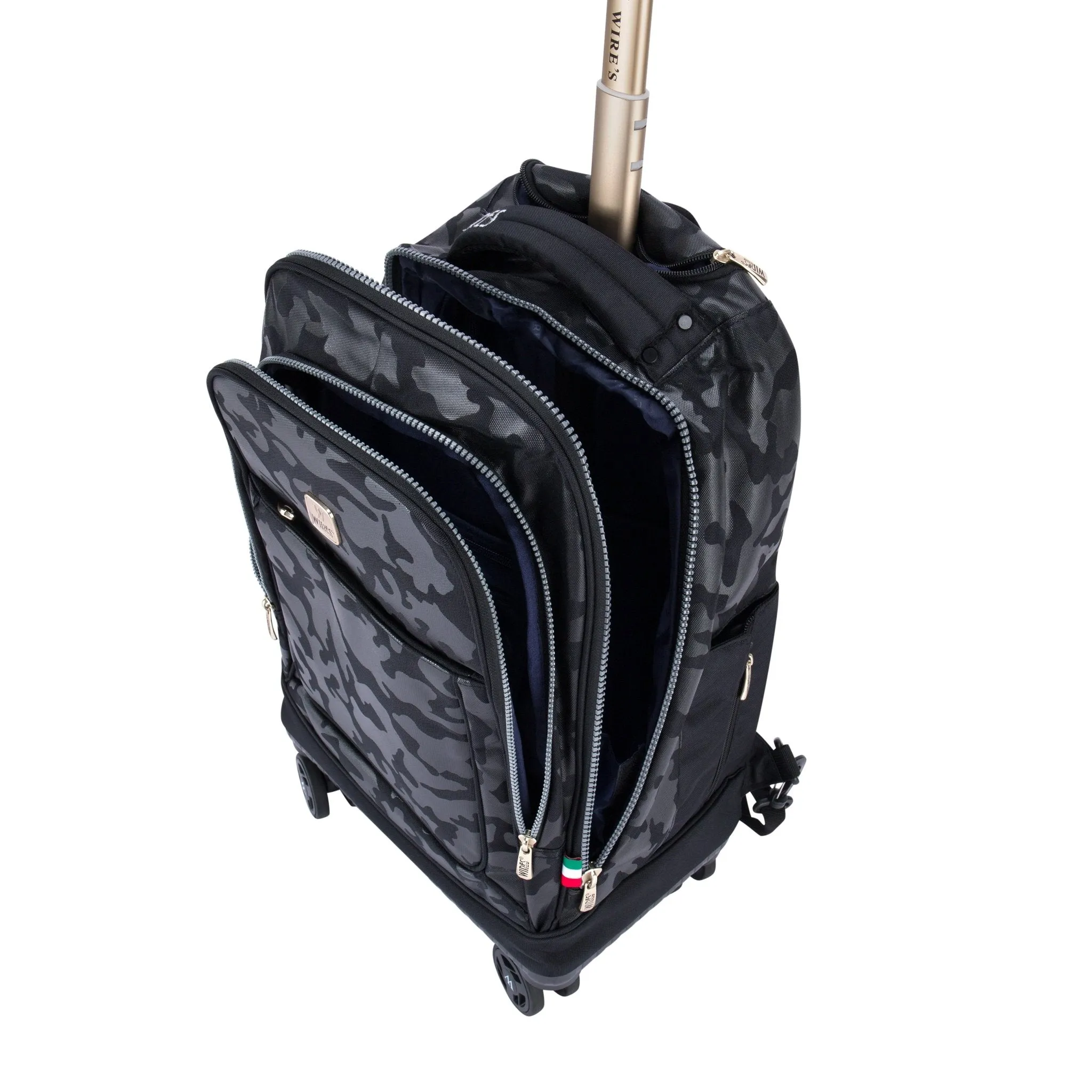 Black Camouflage 8-Wheels School Backpack Trolley Set (Lunch bag & Pencil Case)