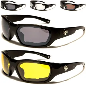 Black Choppers Motorcycle Goggles Sunglasses with Foam Padding