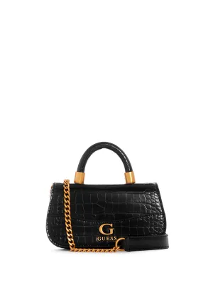 Black Nell Croco Micro Mini Crossbody Bag