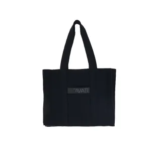 BLACK WOOL SHOPPING BAG