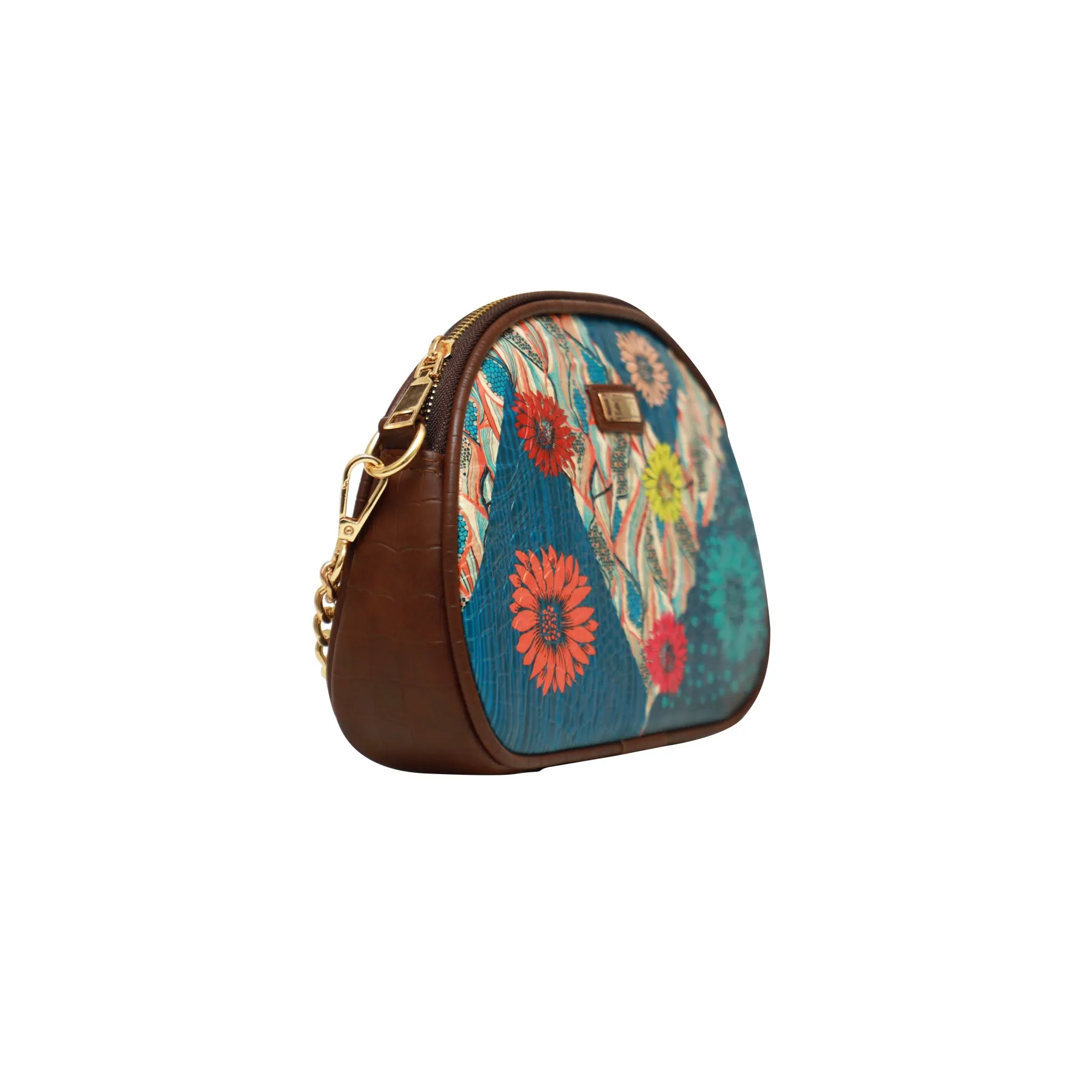 Blue Modern Floral Batua Bag 909