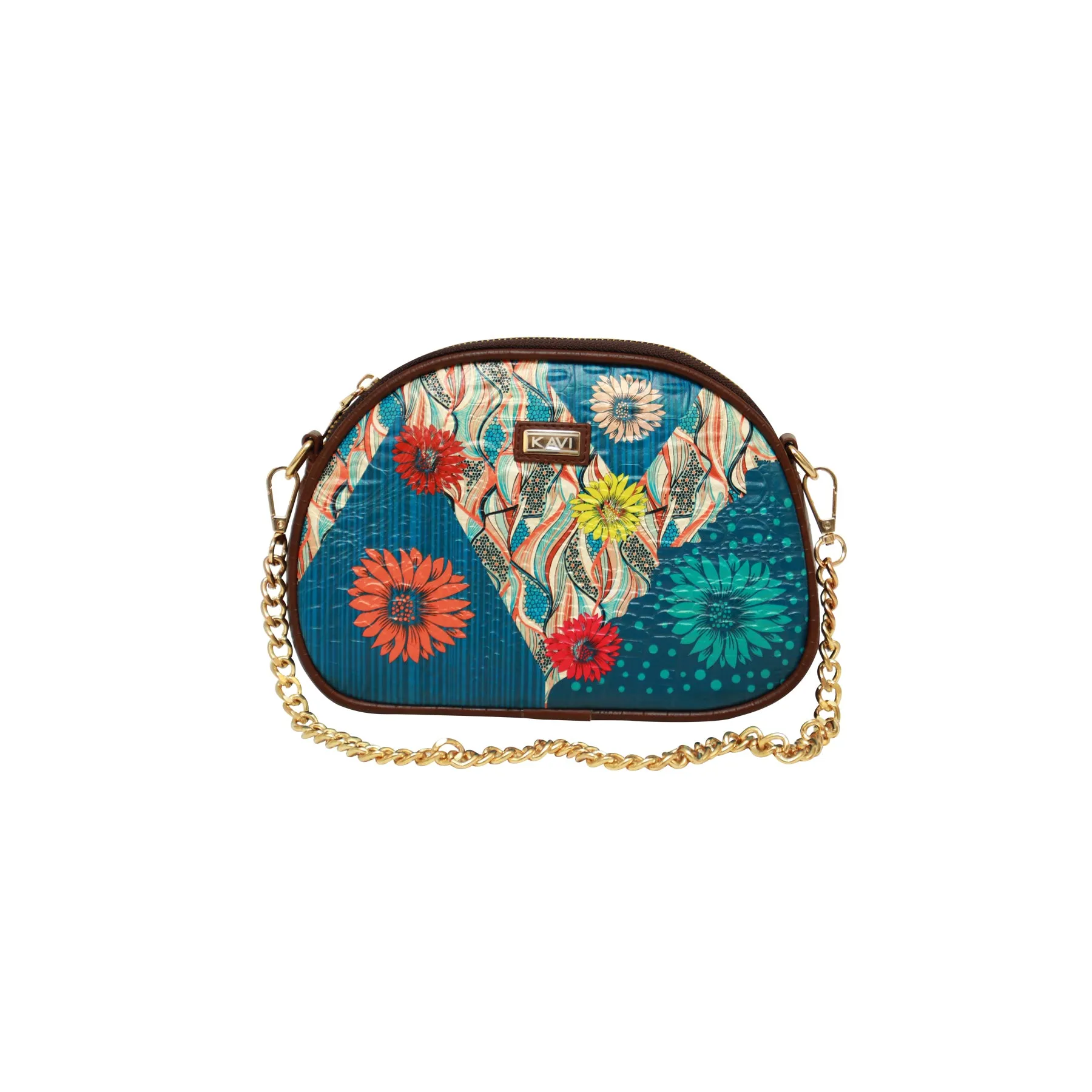 Blue Modern Floral Batua Bag 909