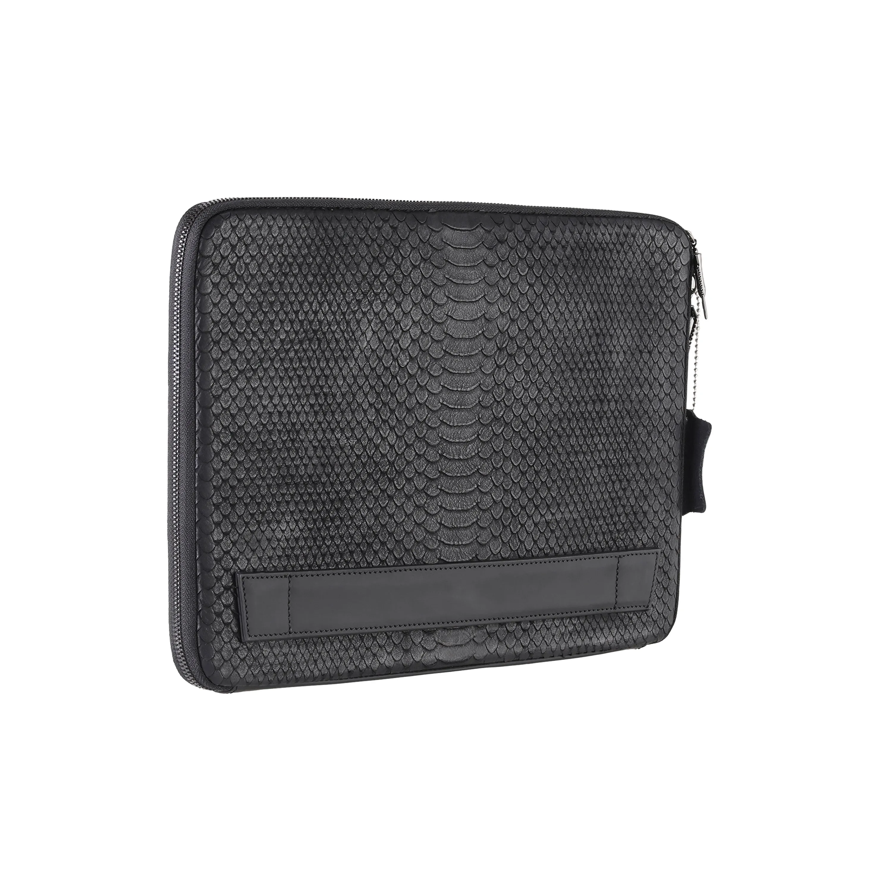 BNJ TABLET LAPTOP SLEEVE BAG BLACK PYTHON CUT MATT NAPPA