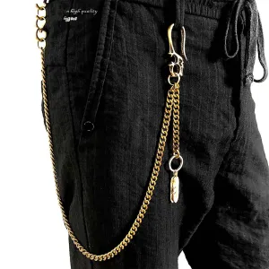 Brass Skull Wallet Chain Long Biker Wallet Chain Gold Cool Pants Chain For Men