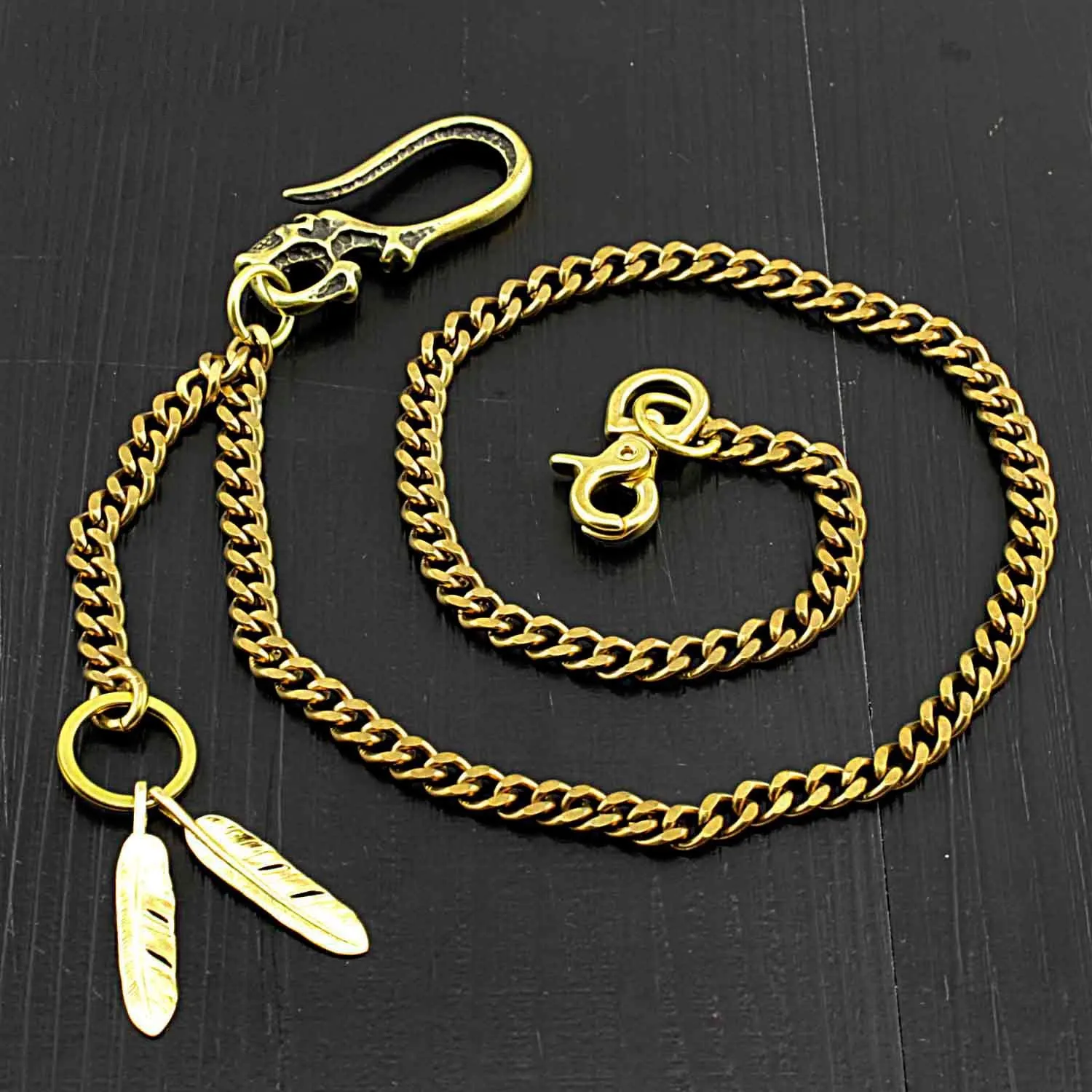 Brass Skull Wallet Chain Long Biker Wallet Chain Gold Cool Pants Chain For Men