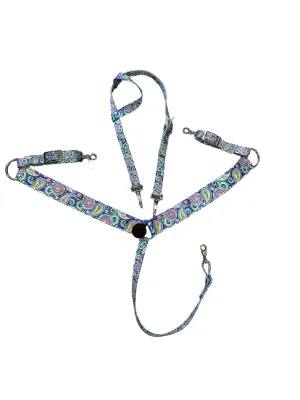 Bright paisley print  tack set breast collar nylon horse size