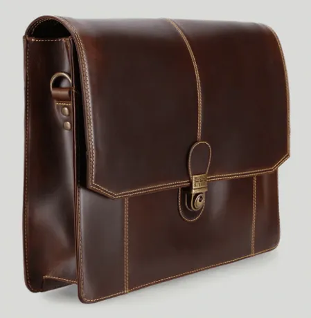 Buckle & Seam Satchel Cara in Brown Leather