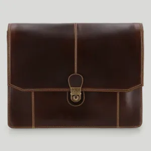 Buckle & Seam Satchel Cara in Brown Leather