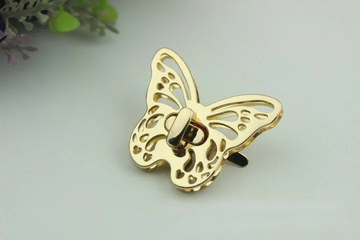 Butterfly Twist Turn Lock 50mm Purse Charm Organizer Luggage Hardware Antique Gold Lock And Key Closure Small Bag Clutch Metal Accessories