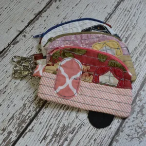 Camper Shaped Coin Purse -Re-Purposed Fabric - Group T - (3)